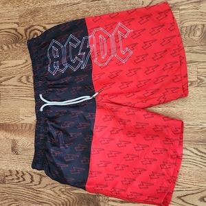(L) AC⚡️DC Men's Shorts Summer Vacation Rock 80s Heavy Metal Retro